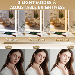 ROLOVE vanity mirror tabletop and wall-mount design saves desk space