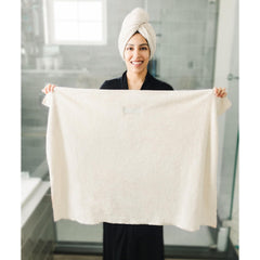 ROLSHOL large microfiber hair towel white wrap shows gentle touch for delicate hair drying.