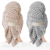 ROLSHOL large microfiber hair towel wrap on wet hair demonstrates quick-dry performance