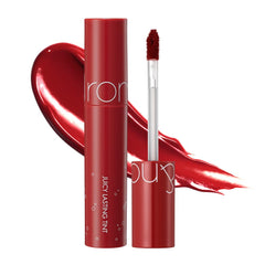 rom&nd Juicy Lasting Tint 16 Corni Soda close-up shows vibrant color and hydration.