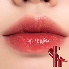 rom&nd Juicy Lasting Tint 16 Corni Soda lips swatch demonstrates long wear.