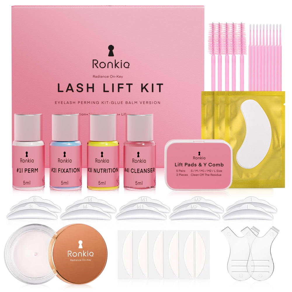 RONKIE lash lift kit box showing at-home professional results