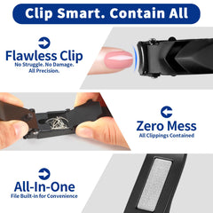 ROOOG No Mess Nail Clippers with Catcher anti-slip handles provide comfortable use.