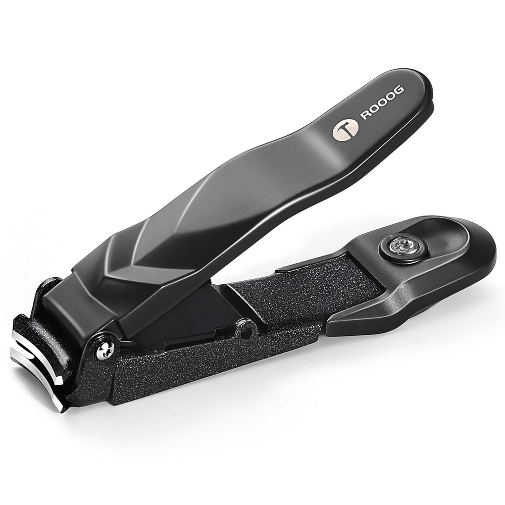 ROOOG No Mess Nail Clippers with Catcher overview showing mess-free trimming.