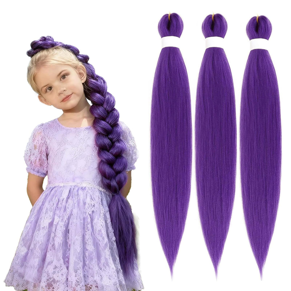 Rootoo purple braiding hair 26inch closeup shows soft, yaki texture
