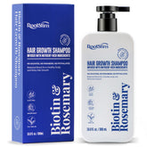 RootStim Biotin & Rosemary Shampoo bottle shows sulfate-free formula for sensitive scalps.