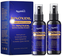 RootStim minoxidil 2-pack bottle close-up for precise at-home scalp treatment.