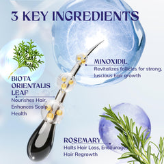 RootStim minoxidil dropper applying formula to thinning areas for easy twice-daily use.