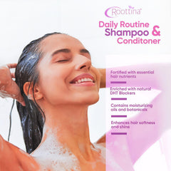 Roottina tea tree shampoo splash highlights clarifying cleanse and cooling sensation.