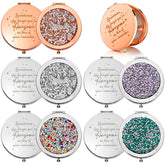 Roowest inspirational compact mirror with open button for easy on-the-go use.