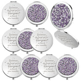 Roowest inspirational compact mirror with purple cover for daily makeup touch ups