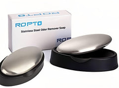 ropto stainless-steel soap bar on hands for odor removal