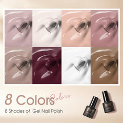 ROSALIND nude gel colors in compact 5 ml bottles ideal for travel touch-ups.