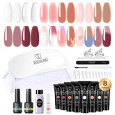 Rosalind Poly Nail Gel Kit eight-color palette enables versatile at-home manicures.