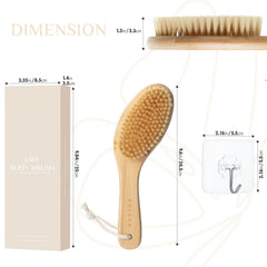 ROSENA curved-handle in hand, comfortable grip for whole-body brushing