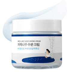 ROUND LAB Birch Juice Cream jar-front illustrates hydrating moisturizer for acne-prone skin.