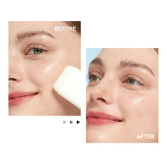 ROUND LAB Birch Juice Sun Stick applied to face for quick protection