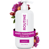 Routine Wellness Anti-Thinning Shampoo bottle front shows color-safe fuller-looking hair.