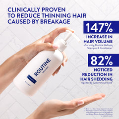 Routine Wellness ingredients biotin and saw palmetto close-up for scalp-support.
