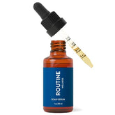Routine Wellness scalp serum bottle on shelf showing lightweight care for fuller-looking hair