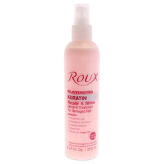 Roux Argan Oil Keratin Leave-in bottle — detangles, strengthens, and adds shine.