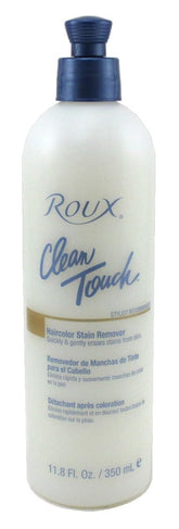 Roux Clean Touch bottle for quick dye-stain cleanup during home color sessions.