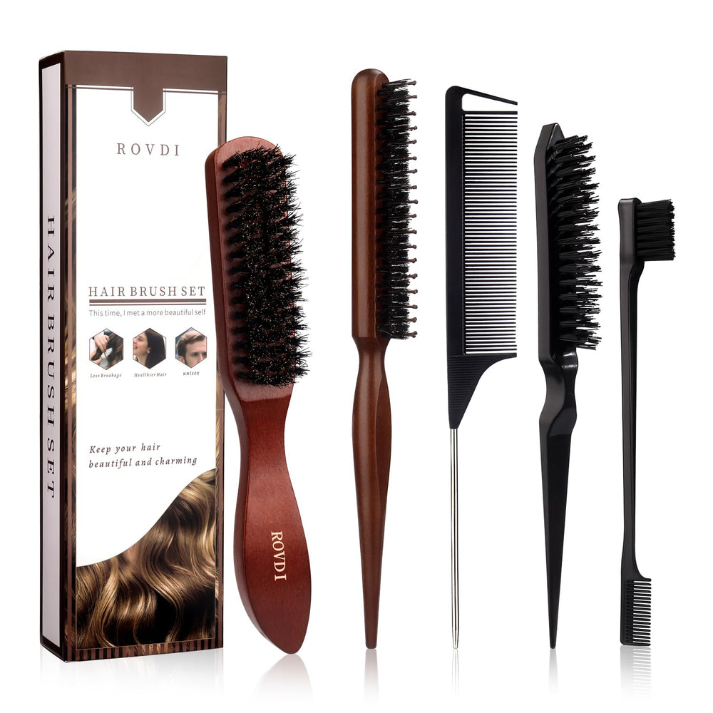 ROVDI deluxe 5pc brush set packaging for at-home styling and gifting