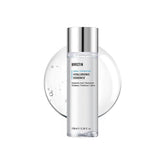 ROVECTIN Aqua Hyaluronic Essence bottle close-up highlighting hydrating toning action for plump skin.