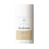 Rowe Casa Vanilla + Mint deodorant stick closeup for lasting odor control.