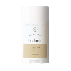 Rowe Casa Vanilla + Mint deodorant stick closeup for lasting odor control.