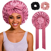 ROYBENS bonnet with tie band outer view—adjustable fit for secure sleep.