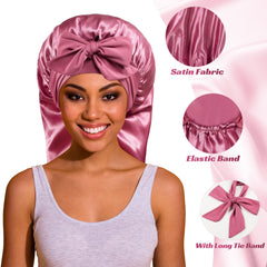 ROYBENS long bonnet hair tucked overnight for braids and curls