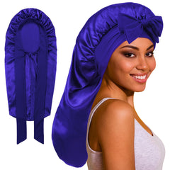 ROYBENS long satin bonnet sleep-cap protects hair overnight