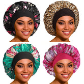 ROYBENS satin bonnet elastic band closeup for comfortable fit.