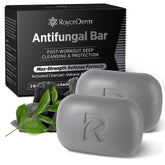 RoyceDerm antifungal soap with tea tree oil close-up for refreshing relief after workouts