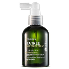 Roycederm Tea Tree Scalp Relief Spray bottle ready for cooling relief on itchy scalp.