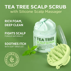 Roycederm Tea Tree Scalp Scrub brush in action during scalp cleansing.