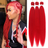 Royota red pre-stretched braiding hair pack folded to 26 inches for quick install.