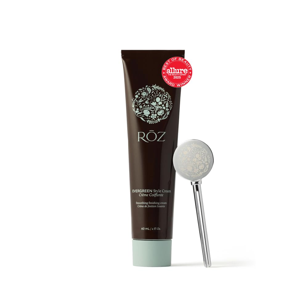 RŌZ Evergreen styling cream applied to dry hair for smoothing flyaways.