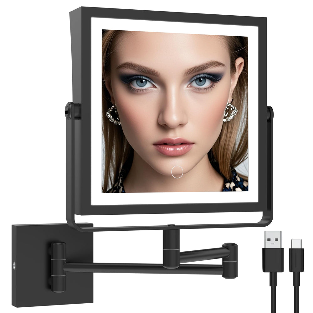 Ruacq rechargeable wall-mounted makeup mirror with lights for clear makeup tasks