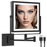 Ruacq rechargeable wall-mounted makeup mirror with lights for clear makeup tasks