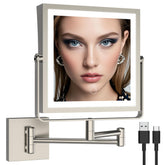 Ruacq rechargeable wall-mounted mirror front view enhances makeup routine with even lighting