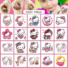RUBANG Hello Kitty tattoo on arm showing quick application and kid-friendly design