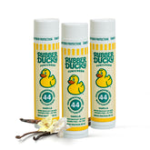 Rubber Ducky lip sunscreen SPF 44 applied to lips for outdoor protection during play
