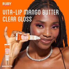 Ruby Kisses Broadway Vita-Lip Gloss high-shine application on lips