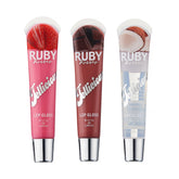 Ruby Kisses Jellicious lip gloss jar closeup showing jelly texture and high shine.