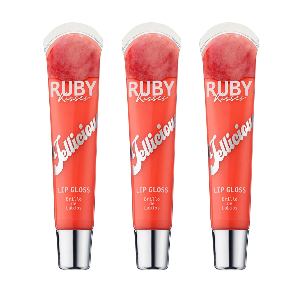 Ruby Kisses Jellicious lip gloss JLG04 tube close-up showing jelly texture and shine