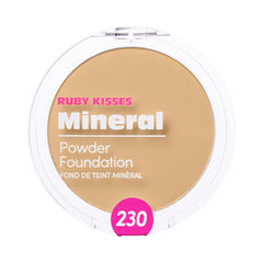 Ruby Kisses Mineral Pressed Powder Foundation Natural Buff swatch demonstrates buildable coverage