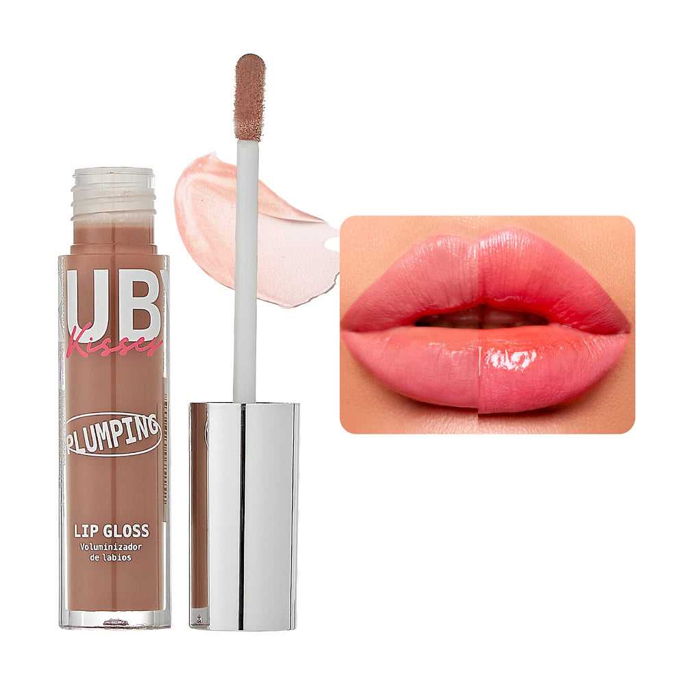 Ruby Kisses plumping lip gloss nude close-up showing high-shine finish