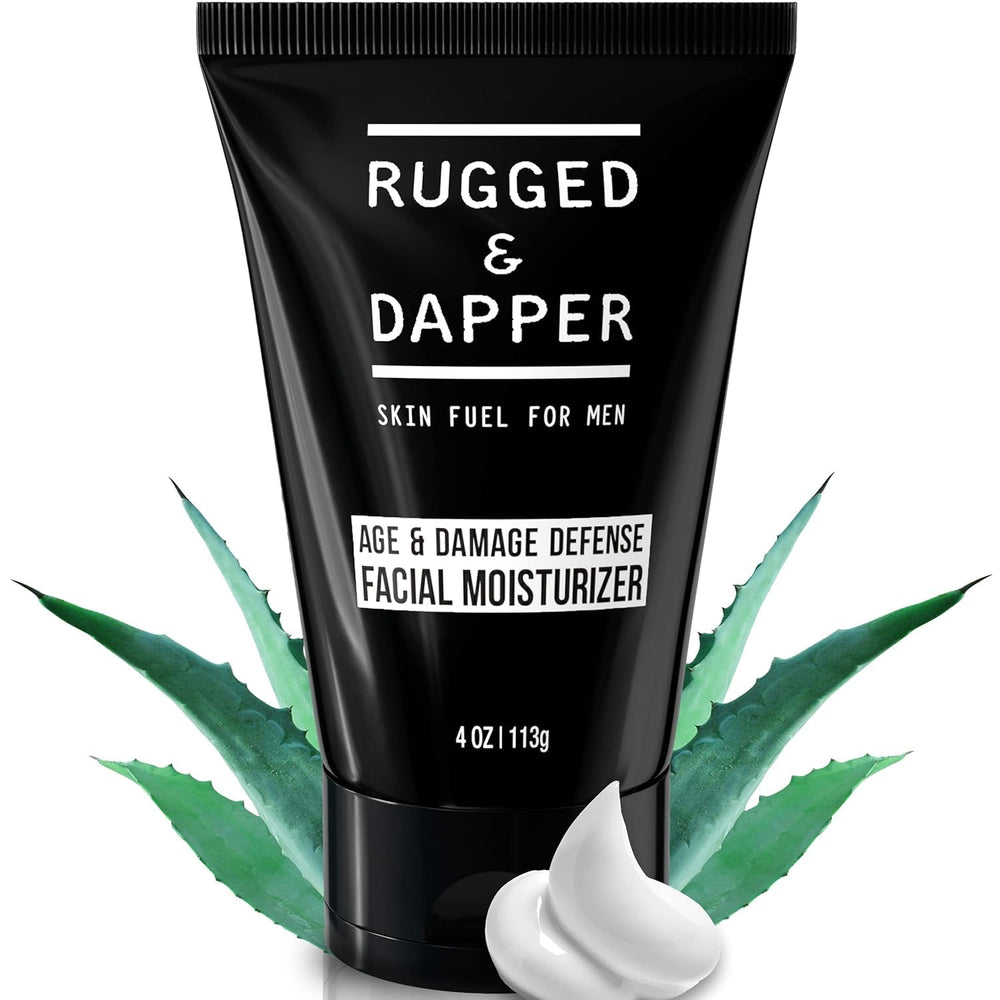 RUGGED & DAPPER Age Defense moisturizer jar delivers long-lasting hydration for daily use.